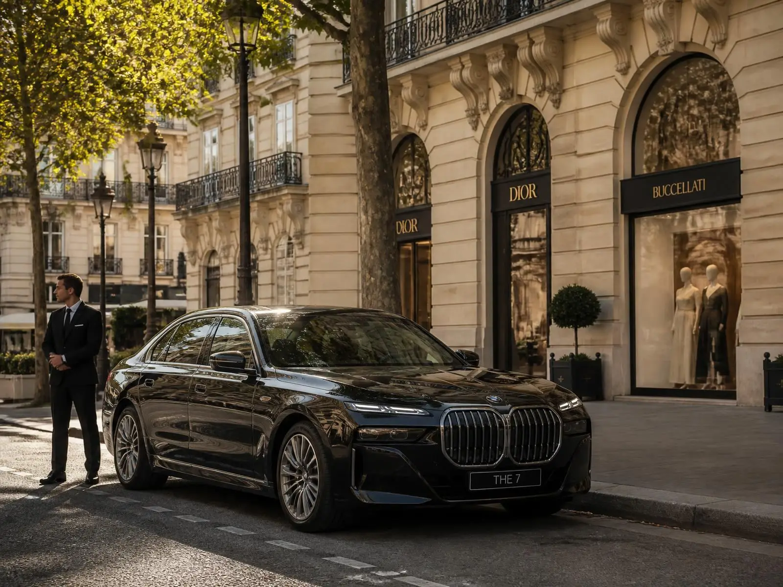 BMW Série 7 TSPVIP en mise à disposition avenue Montaigne à Paris