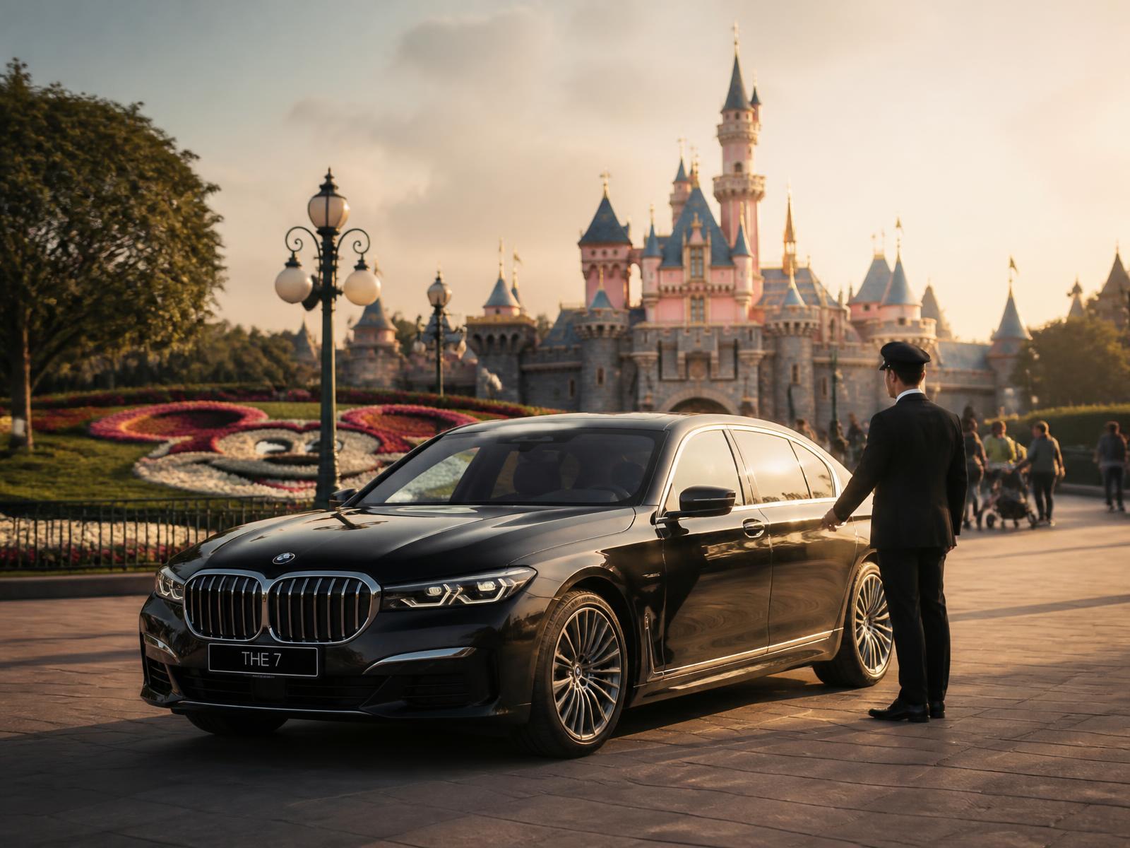Private chauffeur welcoming a family for a transfer to Disneyland Paris